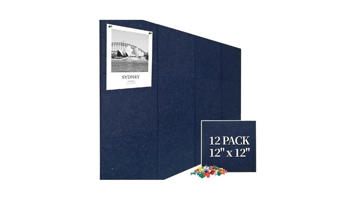 Large Cork Board Felt Wall Tiles, 47"x35" 12 Pack Felt