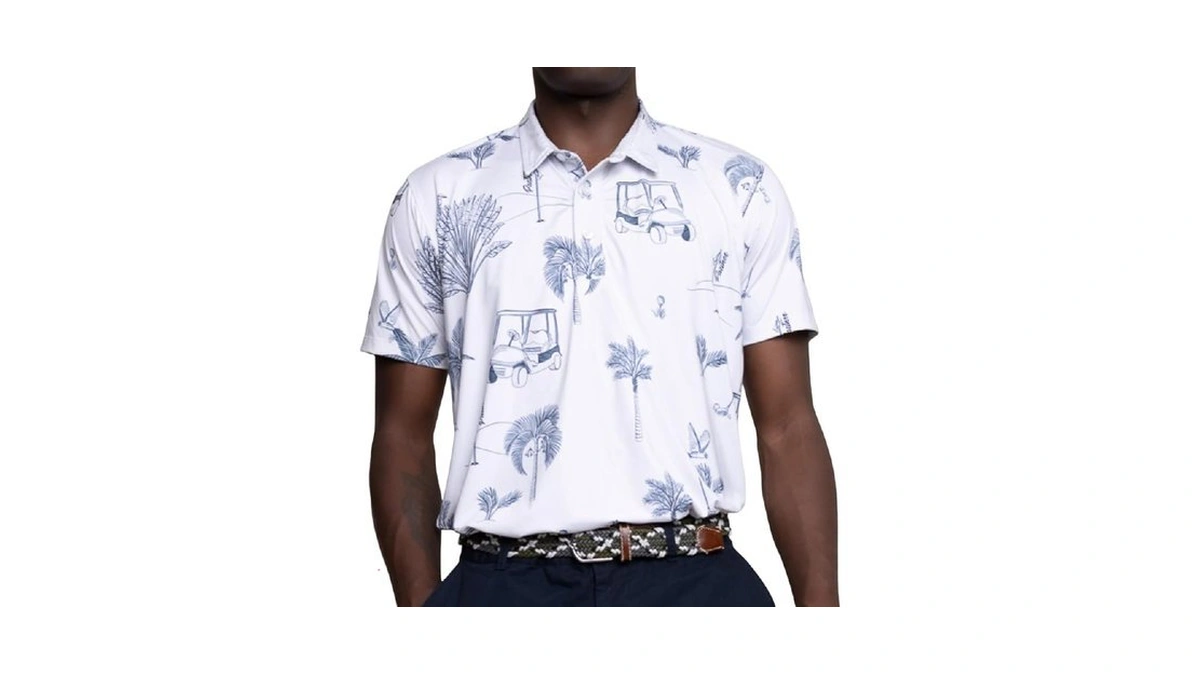 Partner Sportswear Golf Shirts For Men, Short Sleeve Print Moisture
