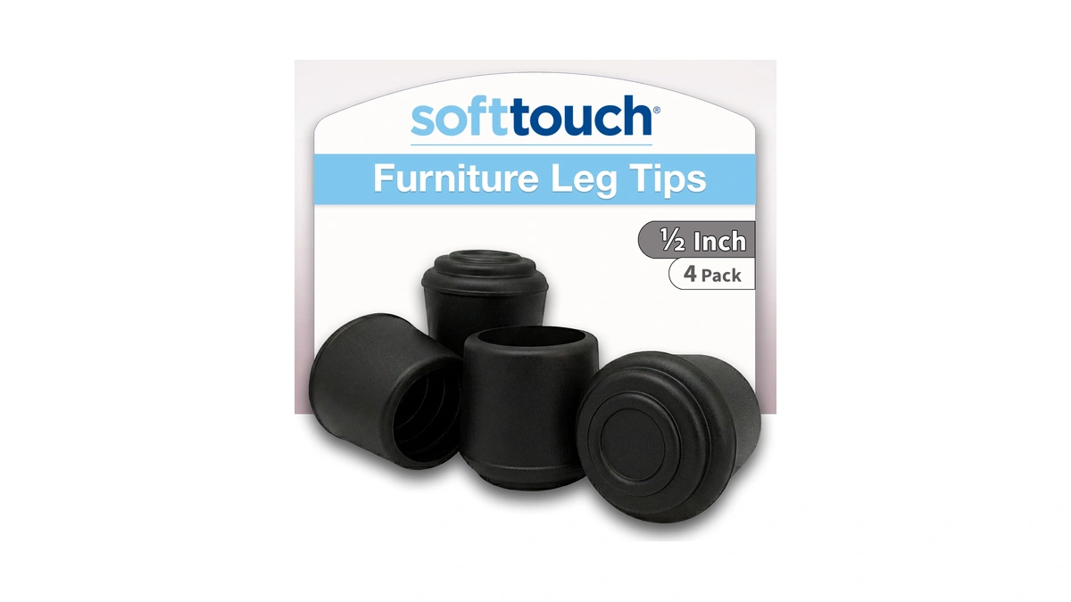Softtouch 1/2" Round Non-marking Rubber Slip-on Chair Leg Tips, Nonslip