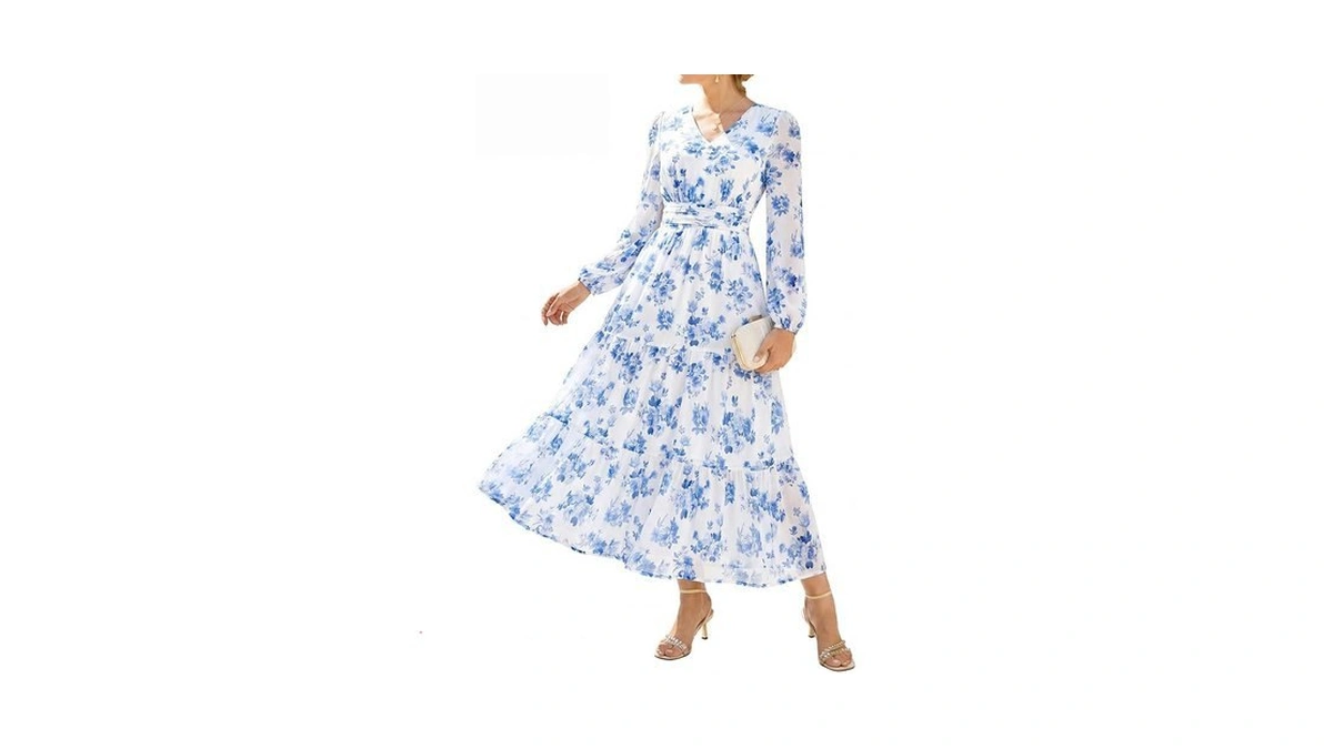 Grace Karin Women's Floral Long Sleeve Dresses,elegance Wedding Guest Dresses,maxi