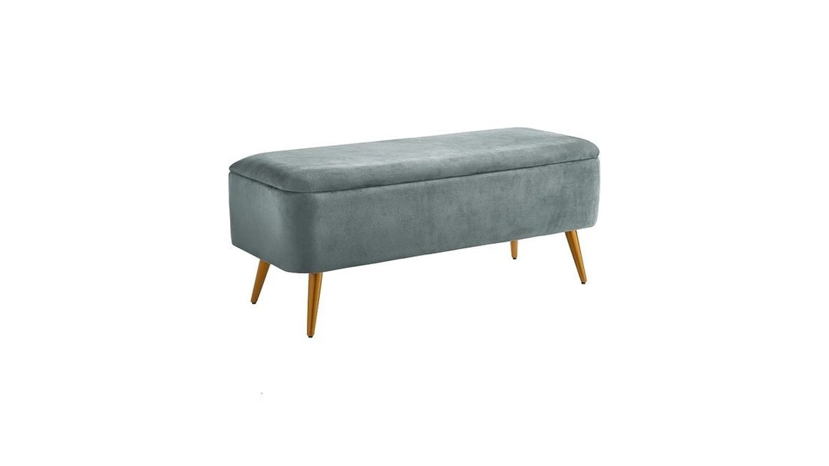 Ball & Cast Upholstered Velvet Storage Bench 44"w X 16"d