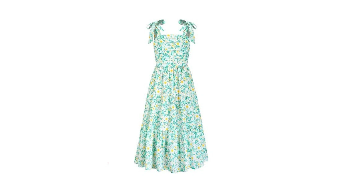 Dolxico Girls Floral Dress Summer Ruched Flowy Chiffon Tiered Cami