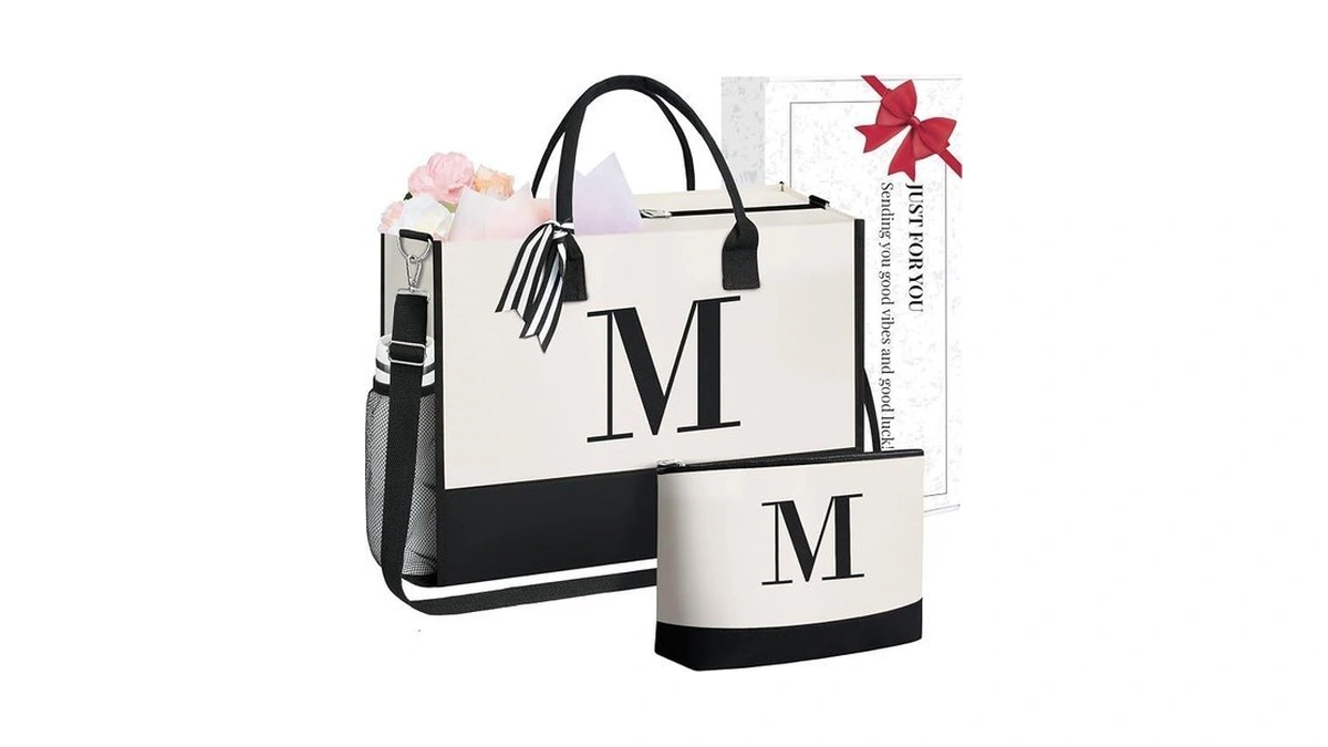 Bagail Personalized Initial Tote Bag,birthday Gifts For Women, Monogrammed Beach