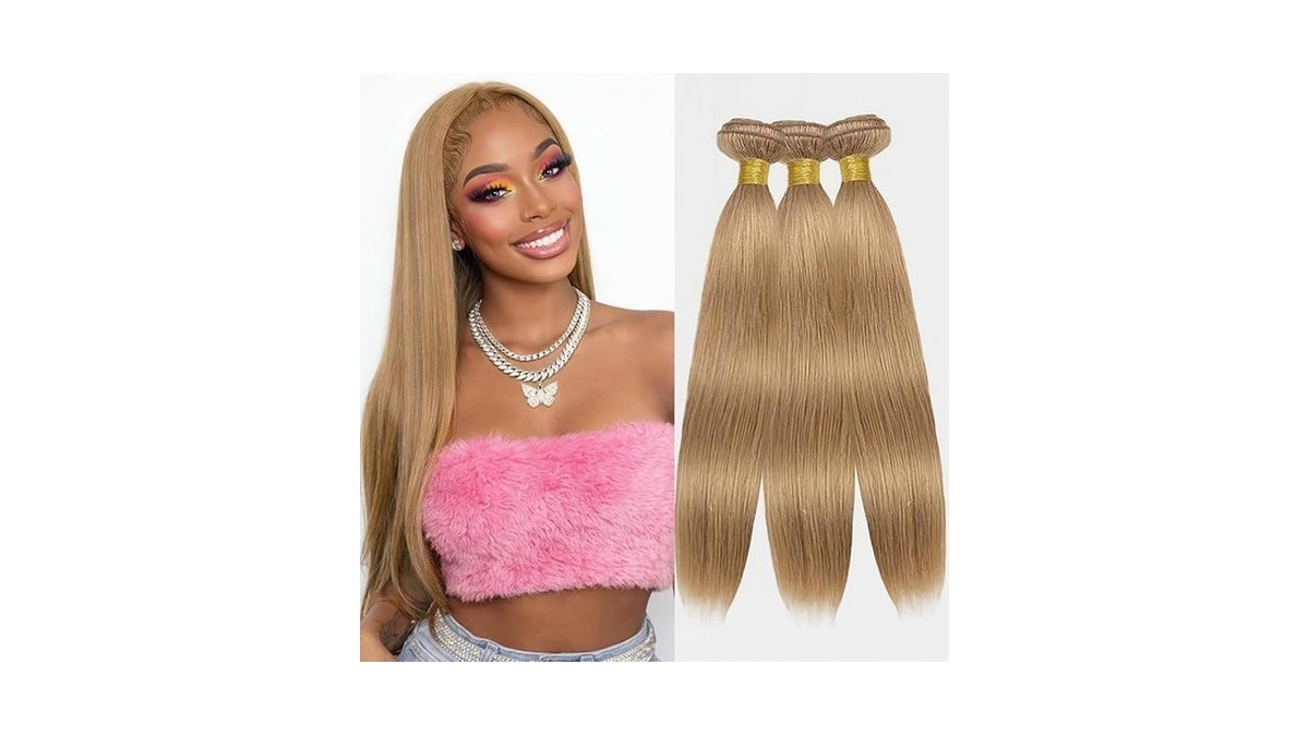 #27 Honey Blonde Straight Human Hair Bundles 26 28 30