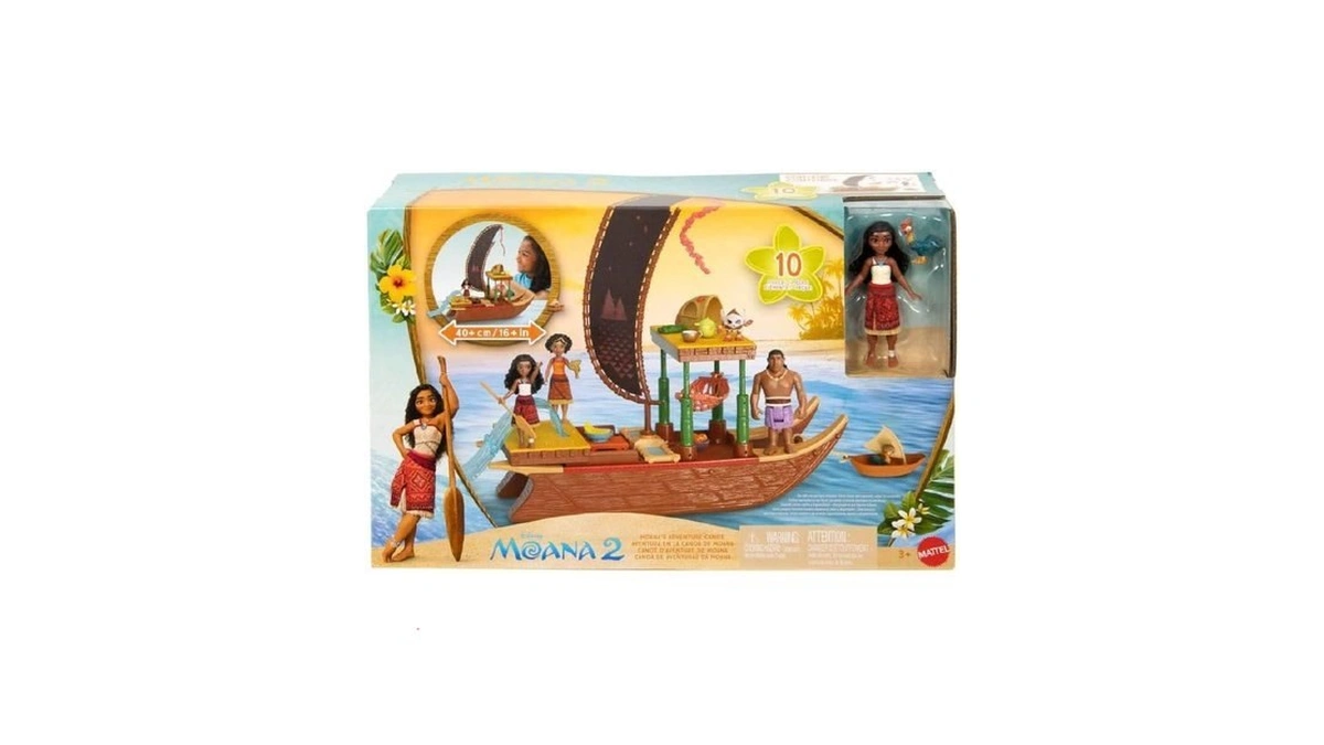 Mattel Disney Moana 2 Toy Playset With Floating Adventure Canoe,