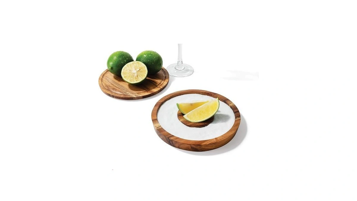 Outset 3-in-1 Acacia Wood Salt Rimmer, Cutting Board And Storage