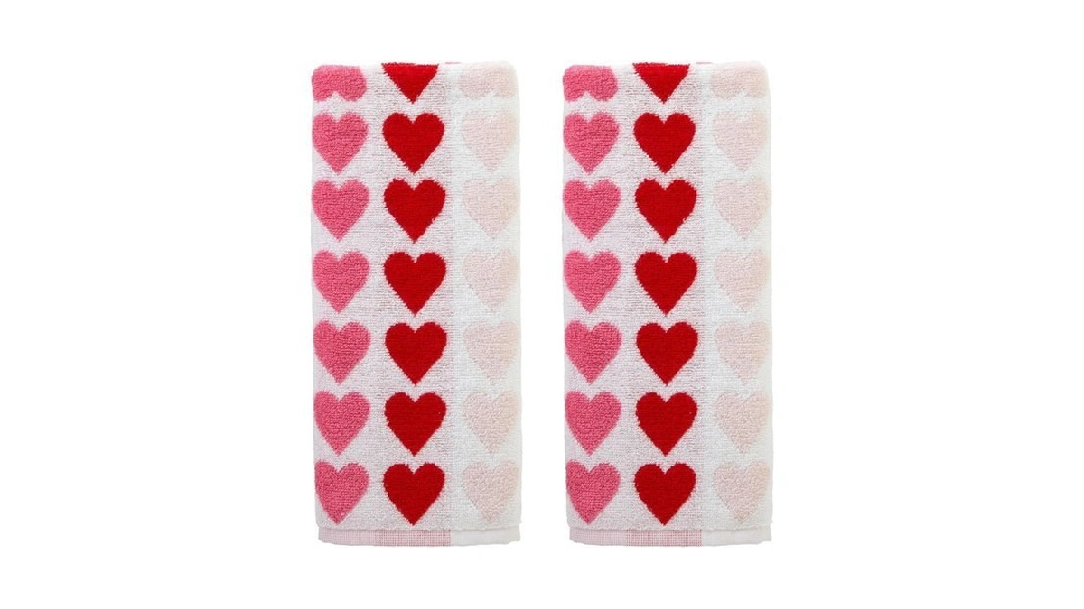 Skl Home Valentine's Tonal Hearts Jacquard 100% Cotton Reversible 2pc