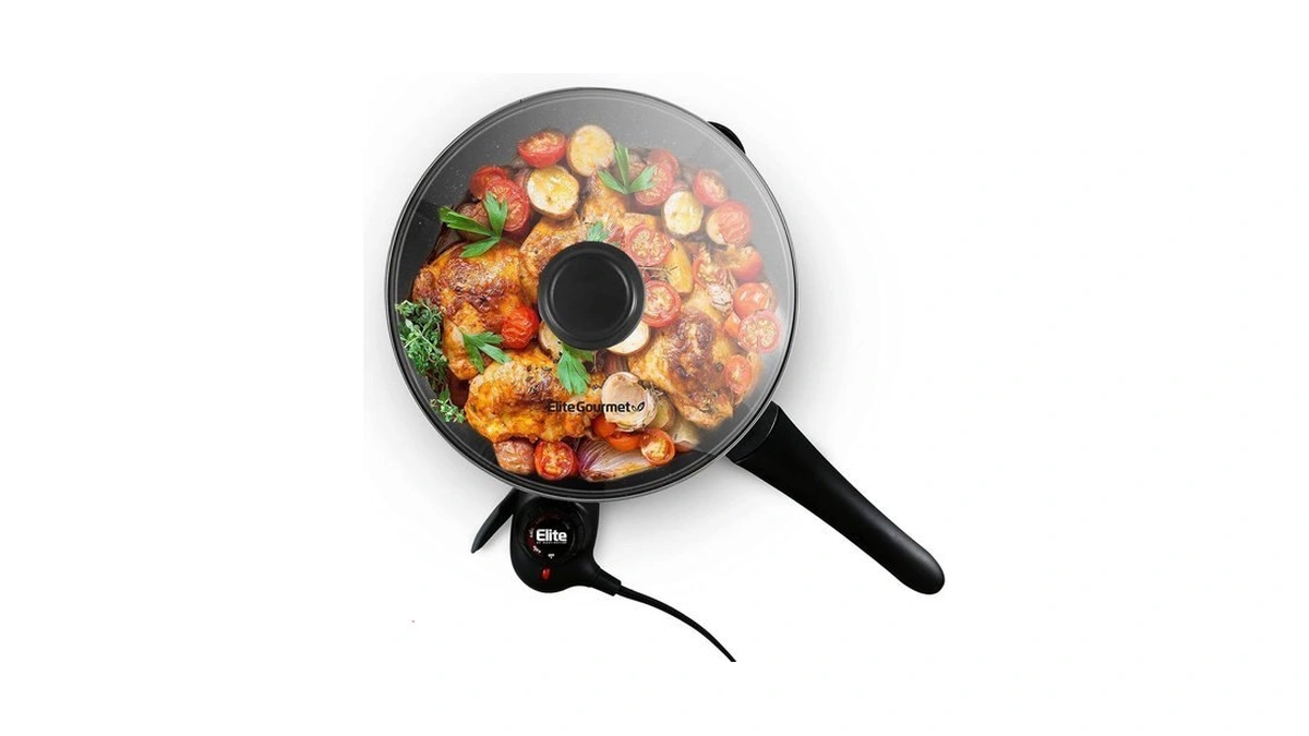 Elite Gourmet Eg6207# Scratch Resistant 10.5-inch (2qt) Fry Pan, Easy-pour