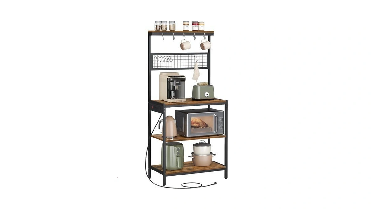 Vasagle Bakers Rack With Charging Station, 31.5 Inches Coffee Bar