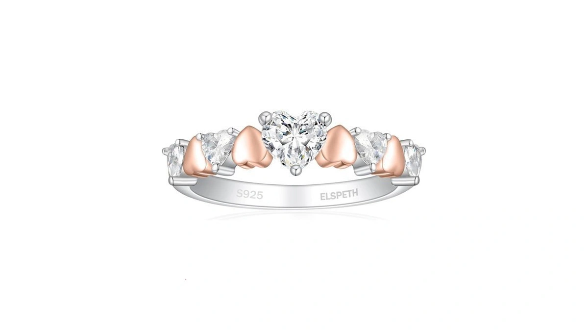 Elspeth 925 Sterling Silver Engagement Ring For Women Heart Shaped