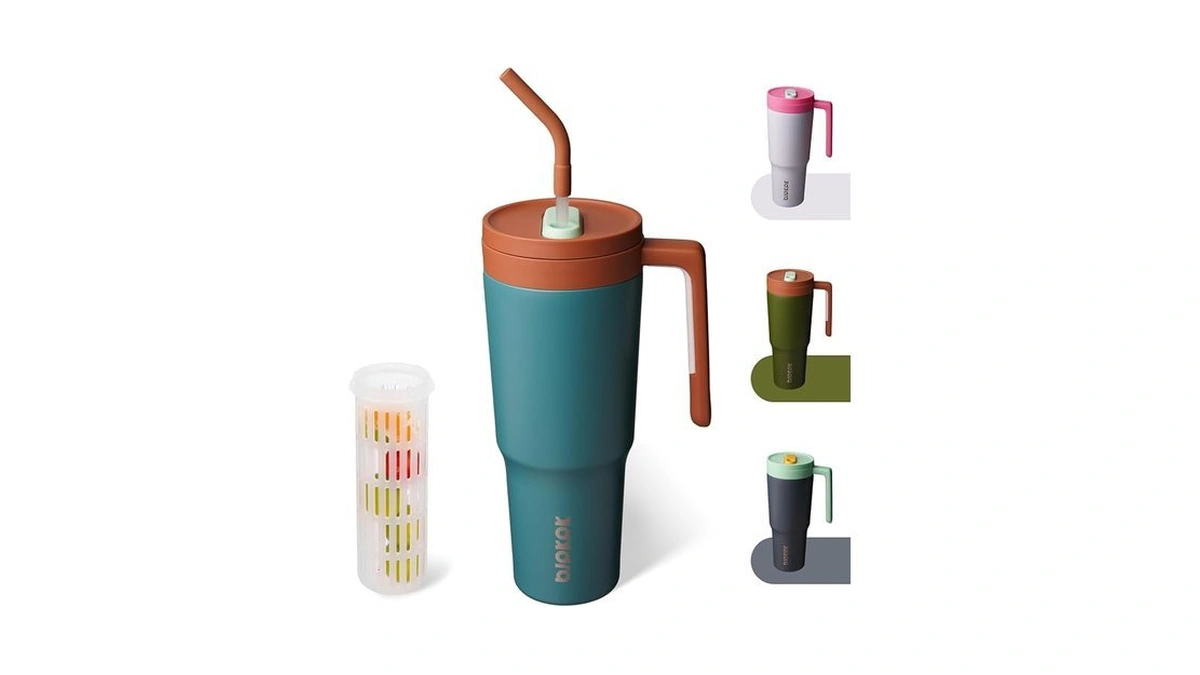Bjpkpk 40oz Tumbler With Handle And Straw Insulated Tumblers Cups