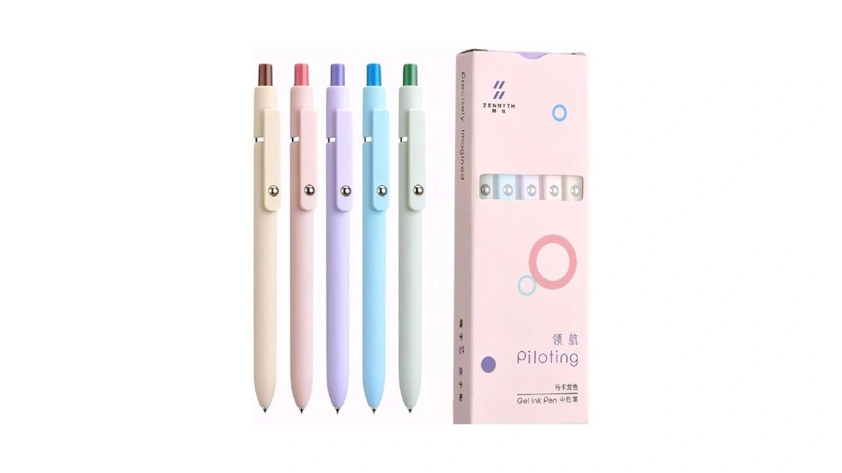 Macaron Color Gel Ink Pens For Journaling & Note-taking, 5-pack