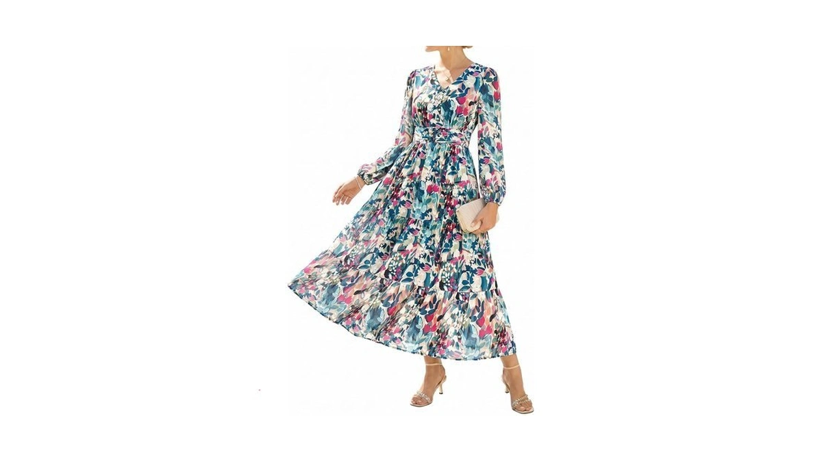 Grace Karin Women's Floral Long Sleeve Dresses,elegance Wedding Guest Dresses,maxi
