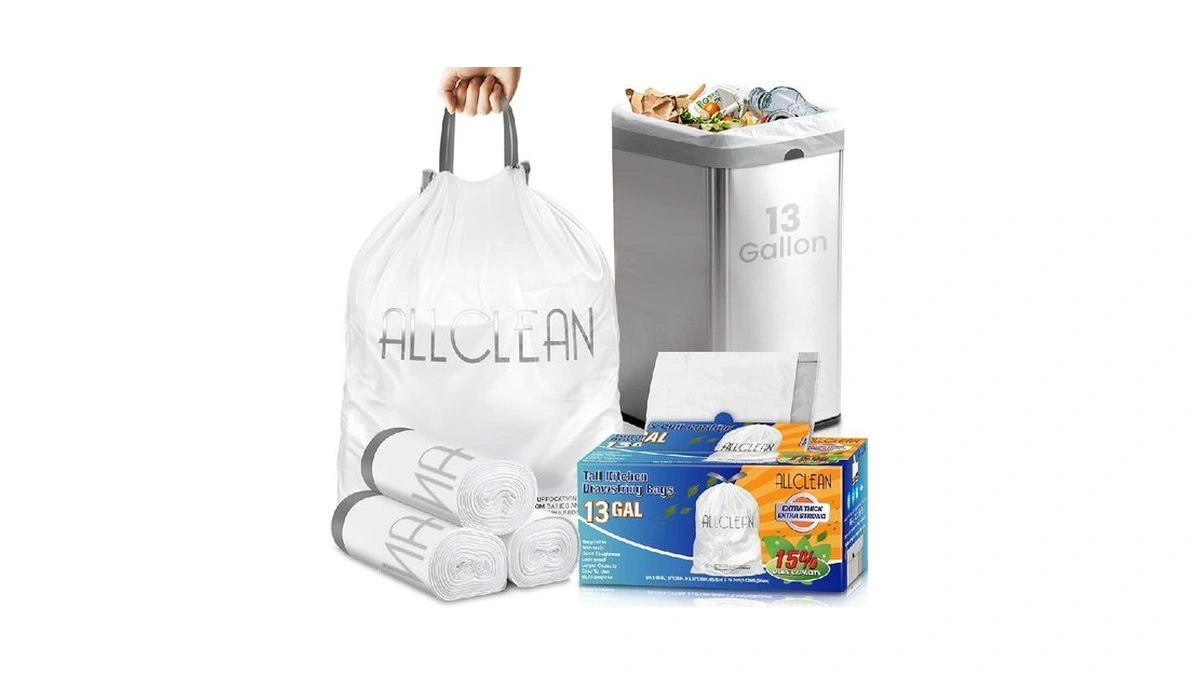 Trash Bags 13 Gallon Tall Kitchen Drawstring Garbage Bags,fit 13
