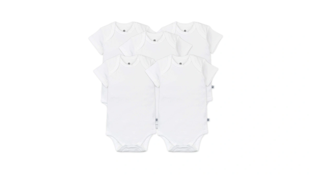 Honestbaby Organic Cotton Short Sleeve Bodysuits Multi Pack, 5 Pack