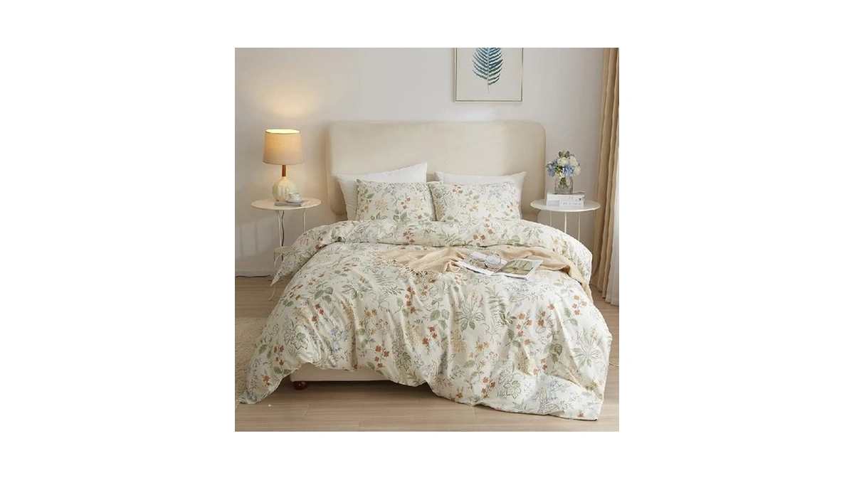 Vm Vougemarket Green Red Flower Duvet Cover Full Queen 100%