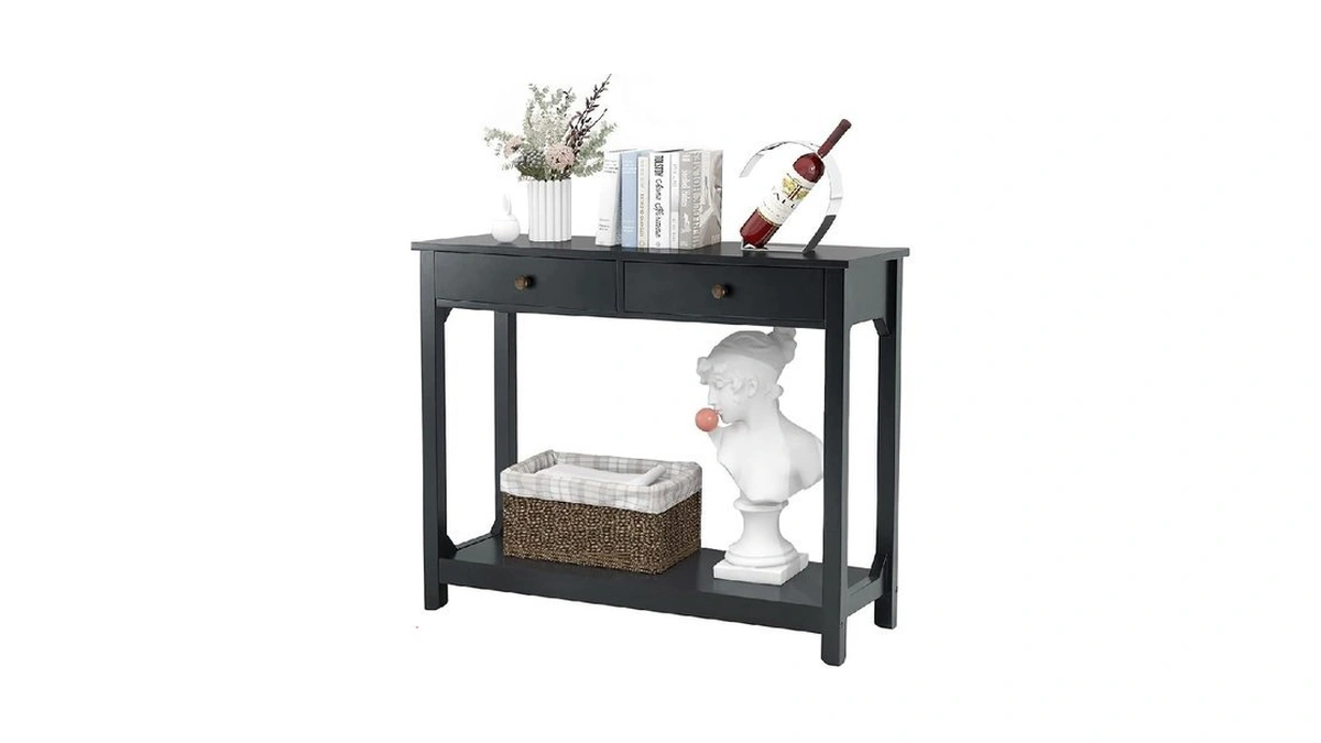 Taohfe Black Console Table, 39.4"x11.8"x31.5"(l*w*h)