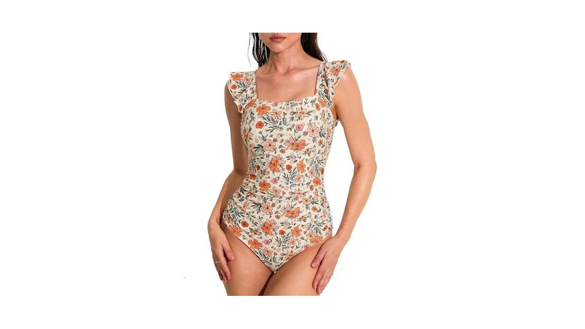 Ajisai One Piece Swimsuit For Women Ruffle Tummy Control Ruched