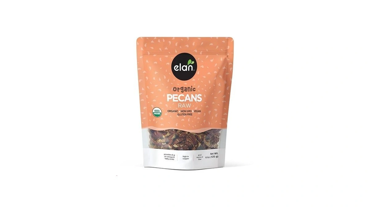 Elan Organic Raw Pecans, 4.4 Oz, Unsalted, Unroasted, Shelled Raw