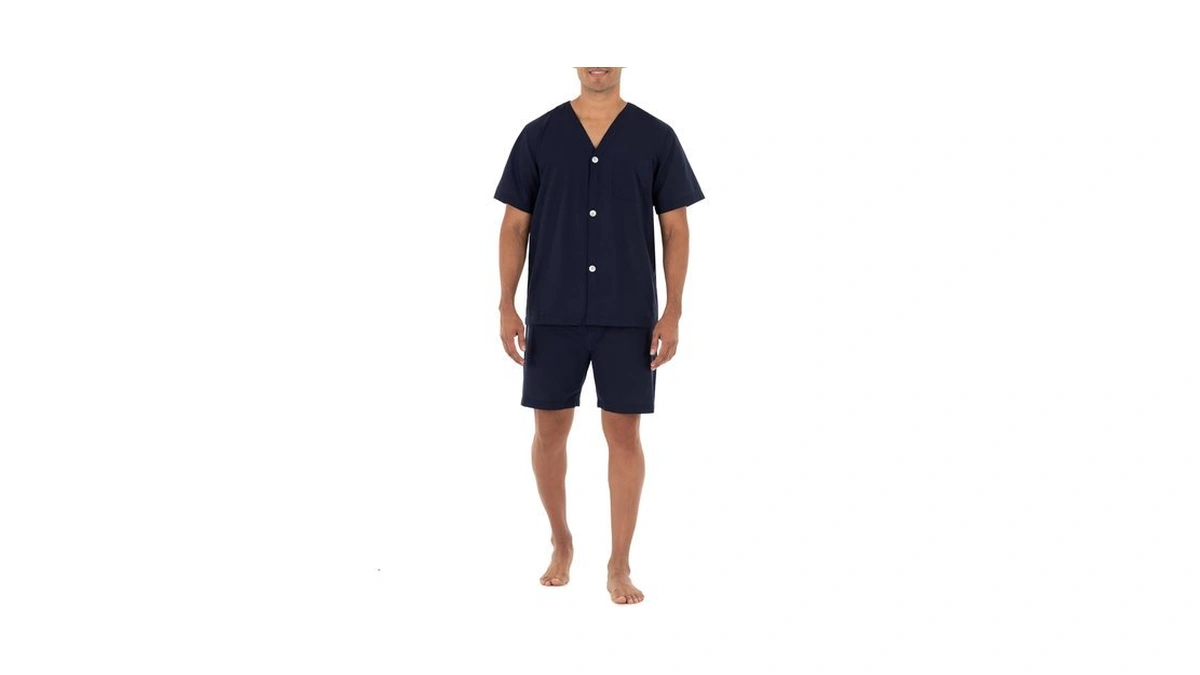Fruit Of The Loom Mens Broadcloth Short Sleeve Pajama Set,