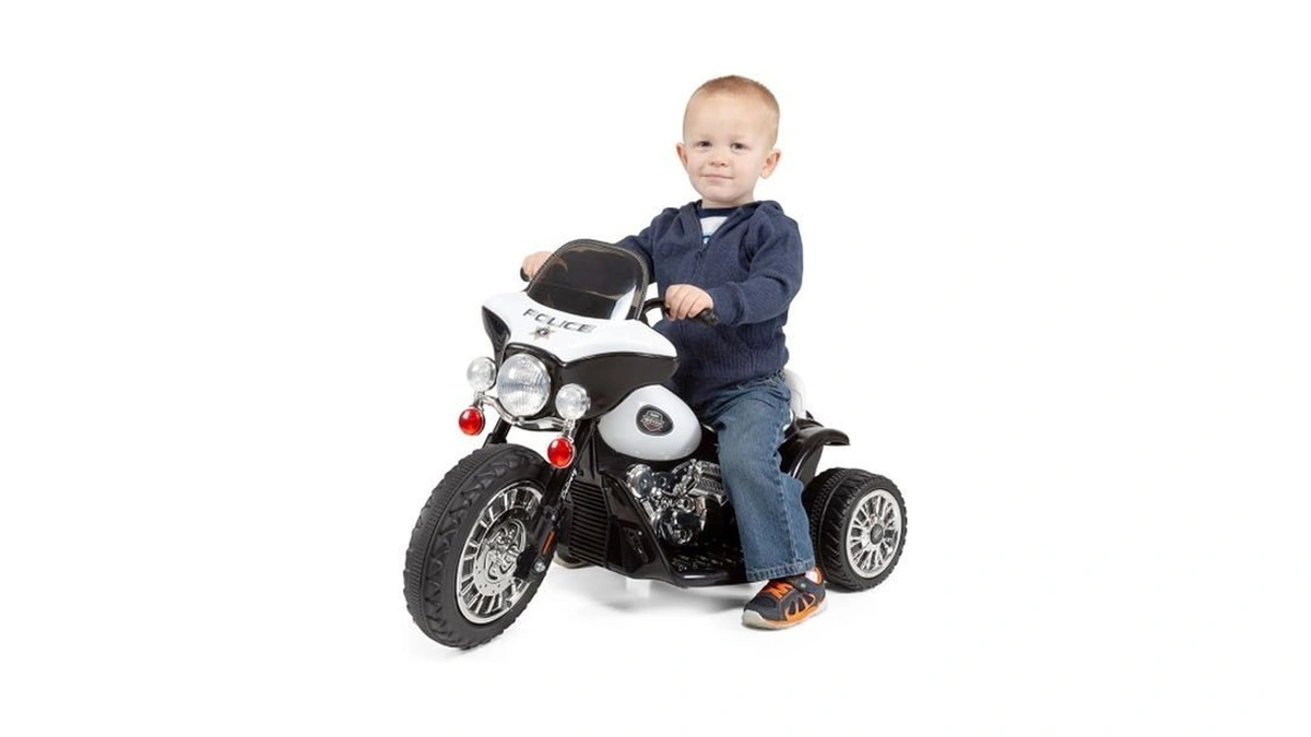 Kids Motorcycle - 3-wheel Ride On Toy With Police Decals,