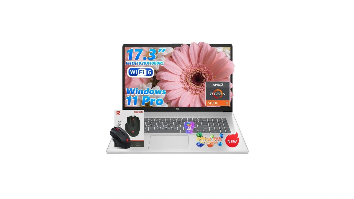 Hp 17 Inch Laptops, Amd Ryzen 5 7430u(beats I7-1355u), 20gb