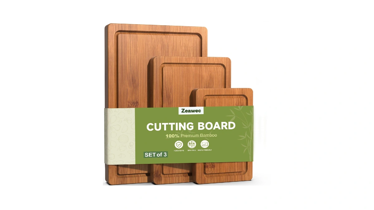 Zeawec 3-piece Set Bamboo Cutting Board For Kitchen - Crack-resistant