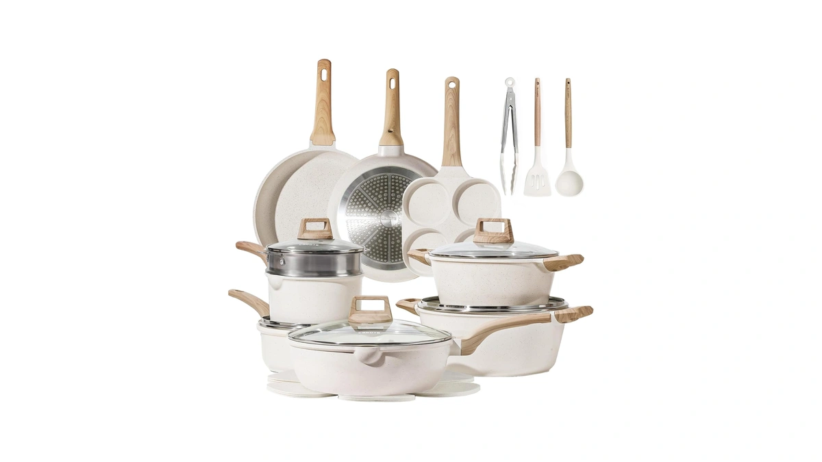 Carote Pots And Pans Set, Nonstick Cookware Sets, 21pcs Induction