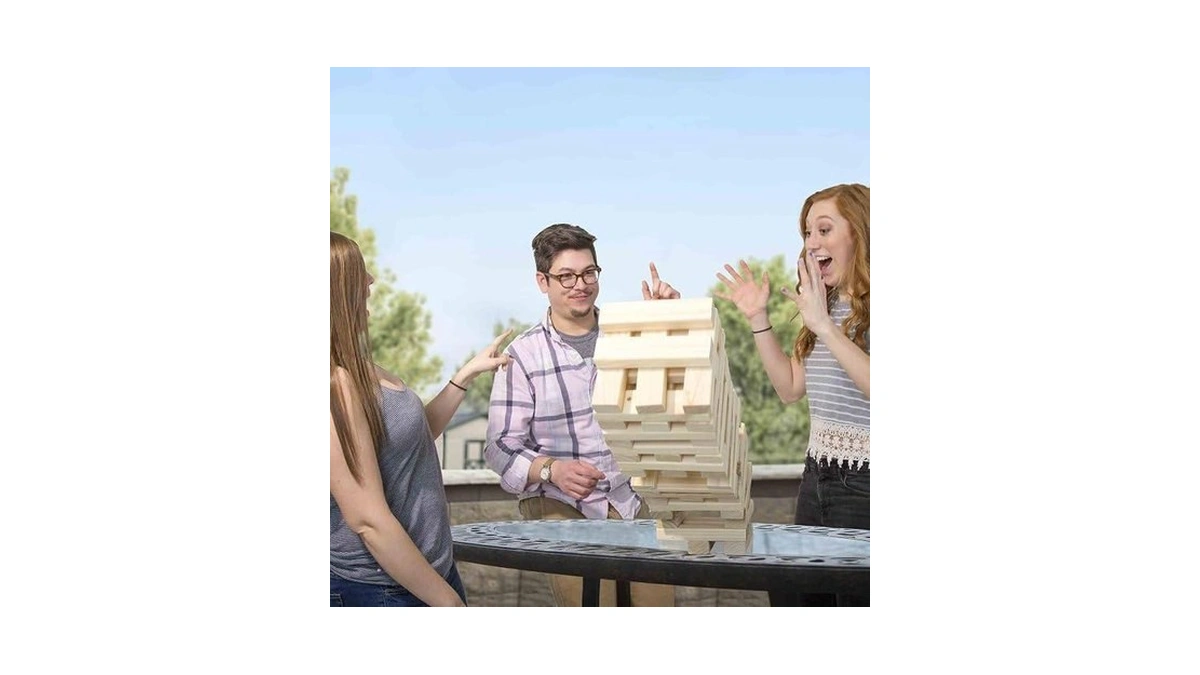 Hey! Play! Tower Stacking Board Games With 54 Giant Wooden