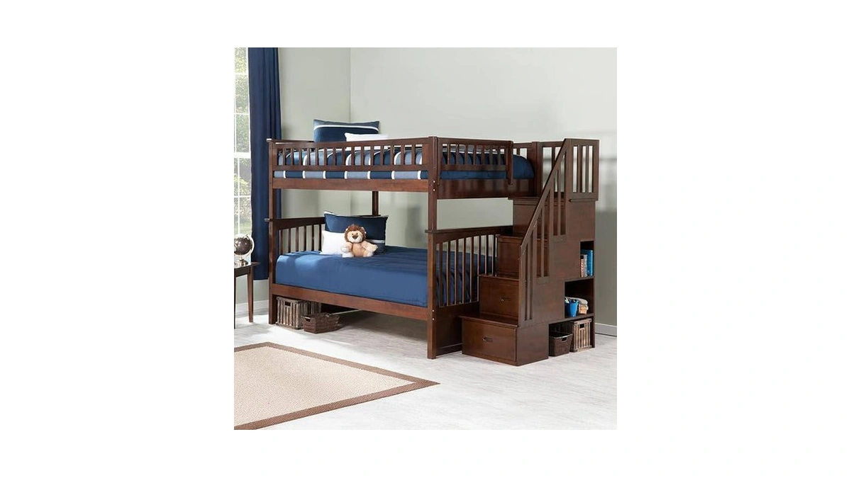 Afi, Columbia Staircase Bunk Bed Full Over Full, Walnut