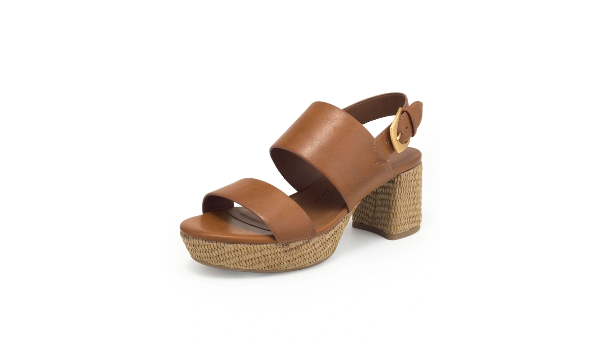 Aerosoles Women's Camilia Platform Sandal, Tan Faux Leather/basket Raffia, 11w