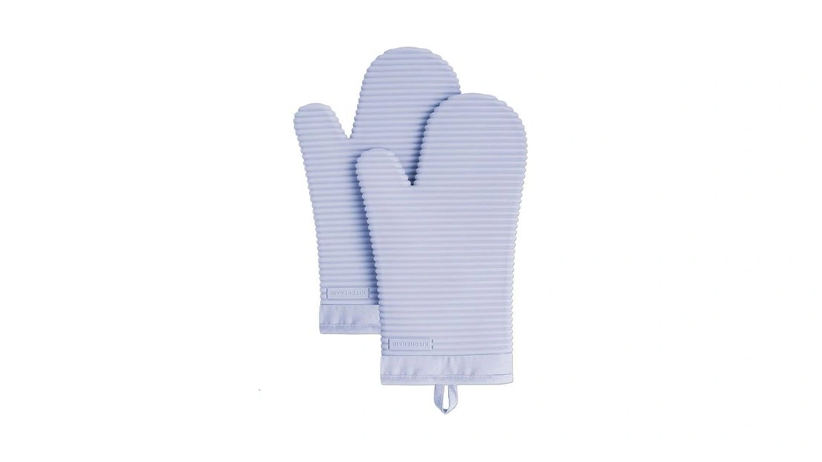 Kitchenaid Ribbed Soft Silicone Oven Mitt 2-pack Set, 7.5"x13", Lavender