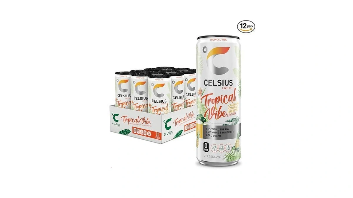 Celsius Sparkling Tropical Vibe, Functional Essential Energy Drink 12 Fl