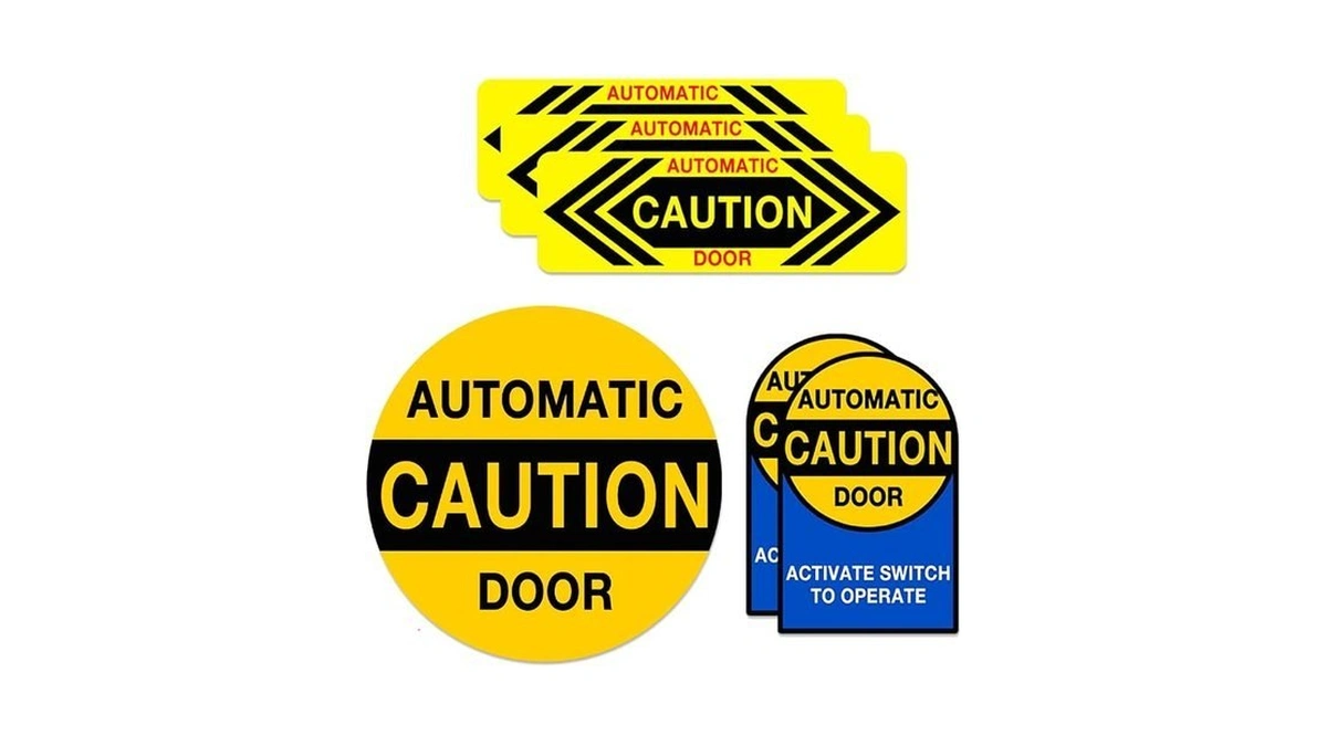 Caution Automatic Door Vinyl Stickers Industrial Safety Decals For Business