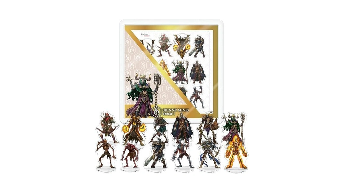 Skinny Minis Undead Miniatures Set, 12 Medium Flat Minis, D&d