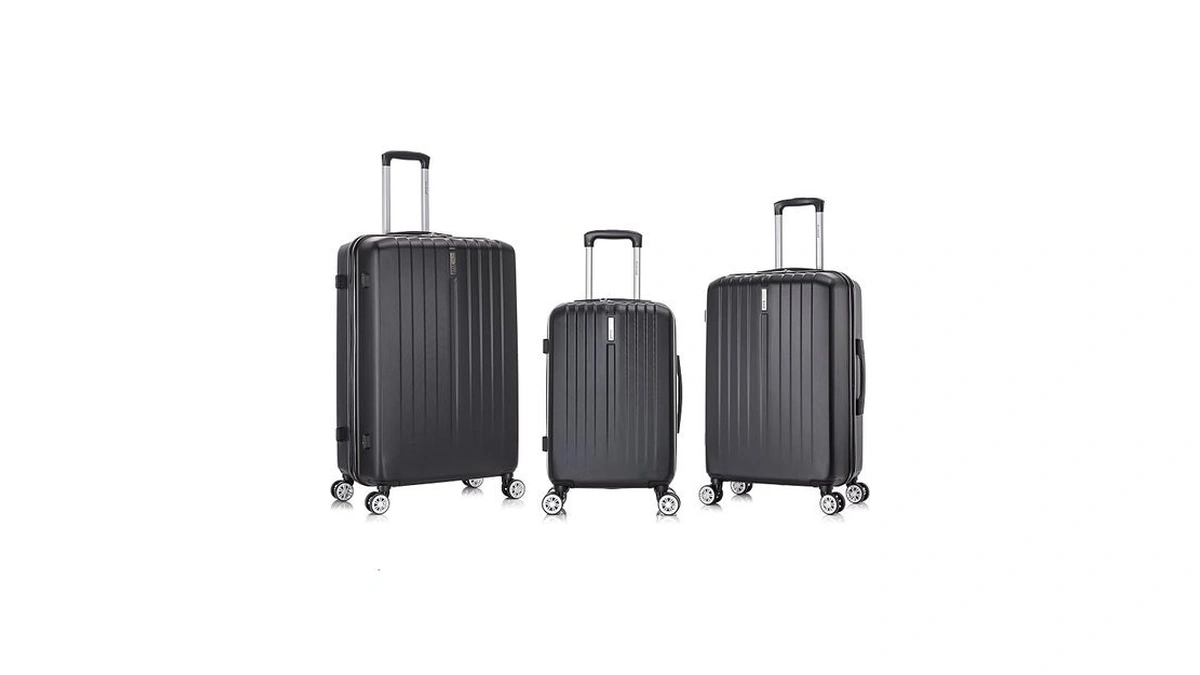 Rockland Malibu Hardside Spinner Wheel Luggage, Black, 19", 24", 28"