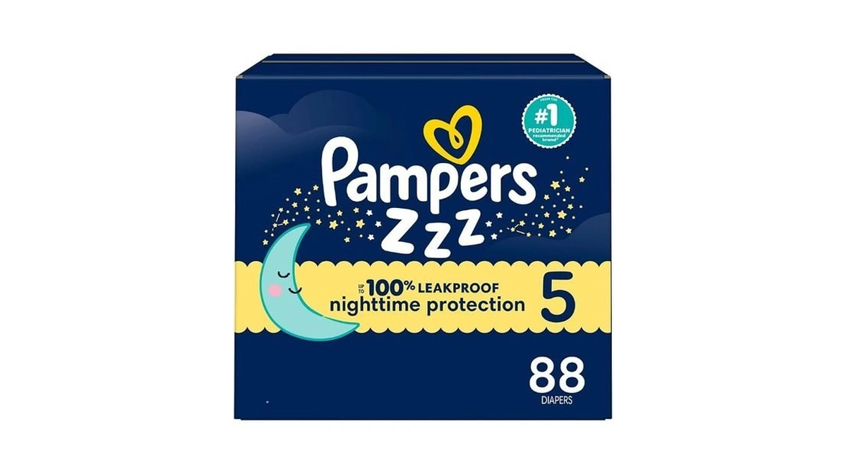 Pampers Zzz Overnight Diapers, Size 5 (27+ Lbs), 88 Count,