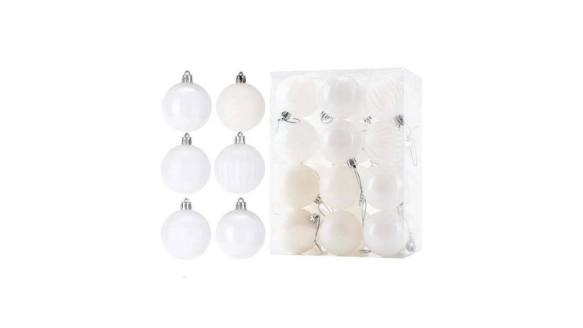 Diahom Christmas Ball 24ct 2.36 Inches White Mini Xmas Hanging