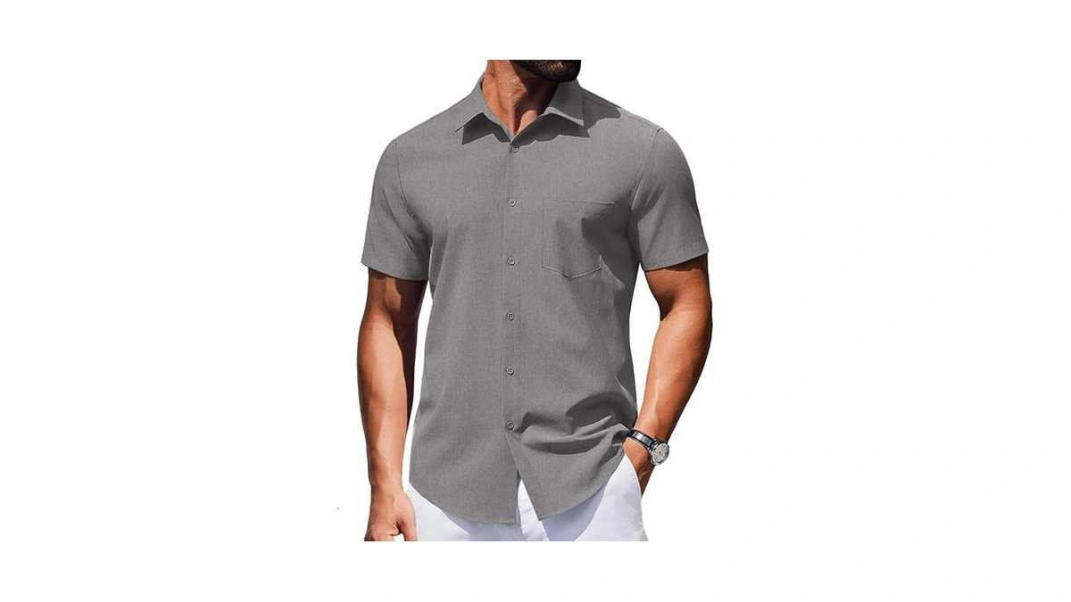 Coofandy Mens Short Sleeve Casual Button Down Shirts Spring Summer