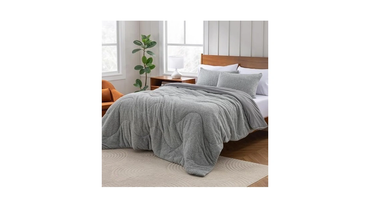 Berkshire Heathered Retro Comfort Plush Rev Microfiber Comforter Set -