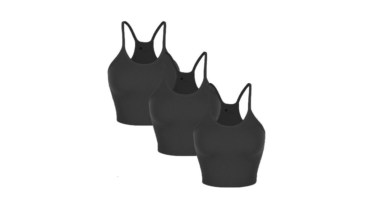 Nicytore 3-pack Women's Seamless Crop Top Ribbed Camisole No Padding