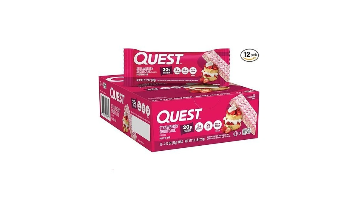 Quest Nutrition Protein Bars, Strawberry Shortcake, 20g Protein, 2g Sugar,