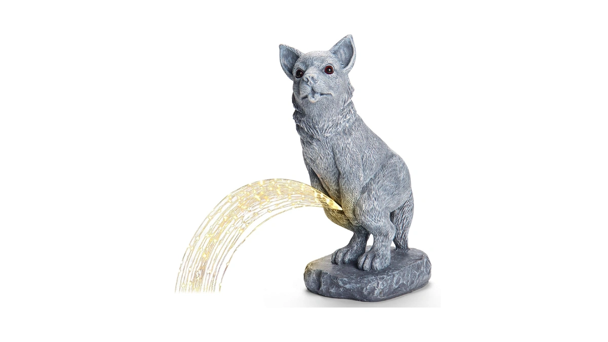Vofstand Dog Statue Garden Statue With Solar Led Light
