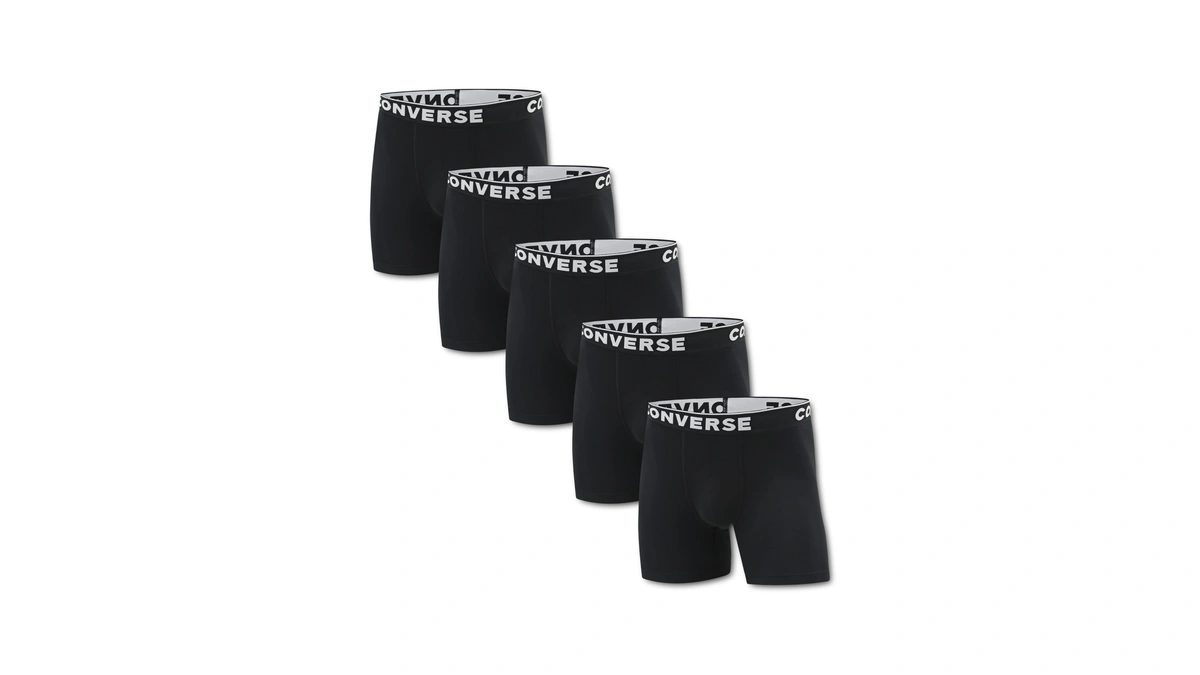 Converse Men's 5-pack Boxer Brief, Black, Medium
