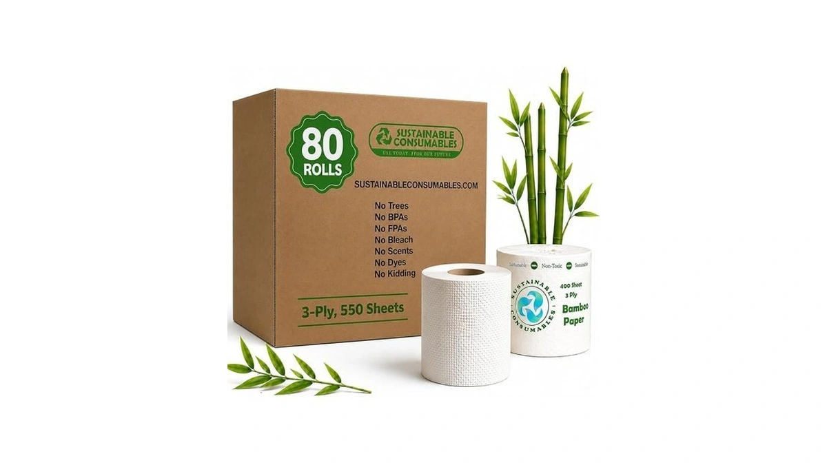 Healthy Organic Bamboo Toilet Paper β Toxin-free, 80 Rolls, 3-ply,