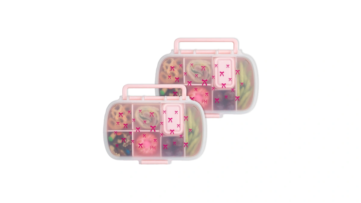 Paris Hilton 2-pack Bento Style Snack Boxes, 7-compartment Lunch Containers