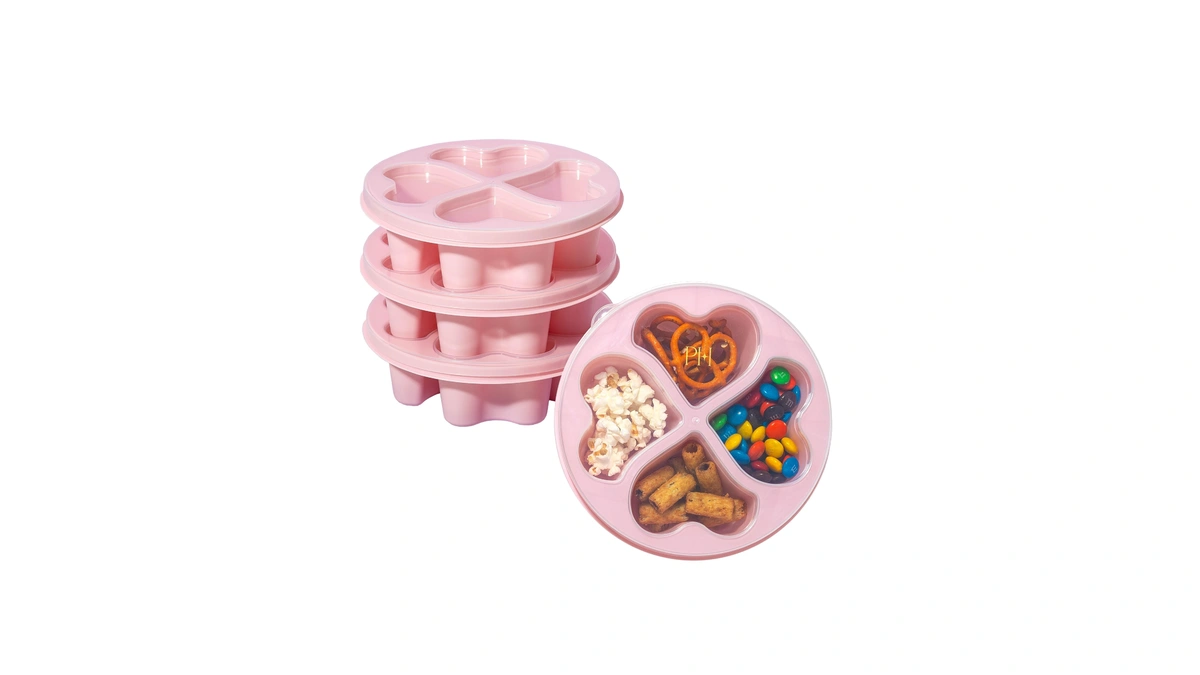 Paris Hilton Stackable Bento Snack Container Set, 4-compartment Meal Prep