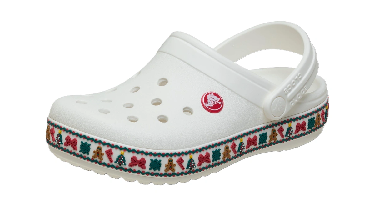Crocs Kids Crocband Clogs, White Holiday, 10 Toddler