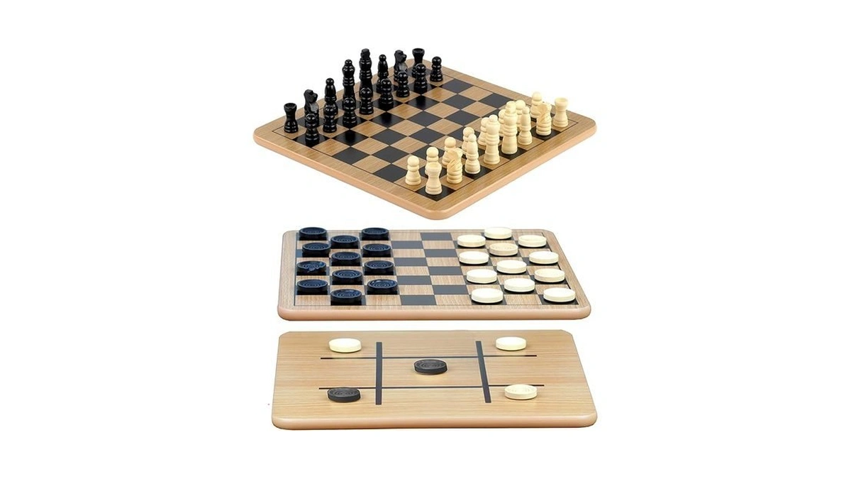 Regal Games - Reversible Wooden Board For Chess, Checkers &