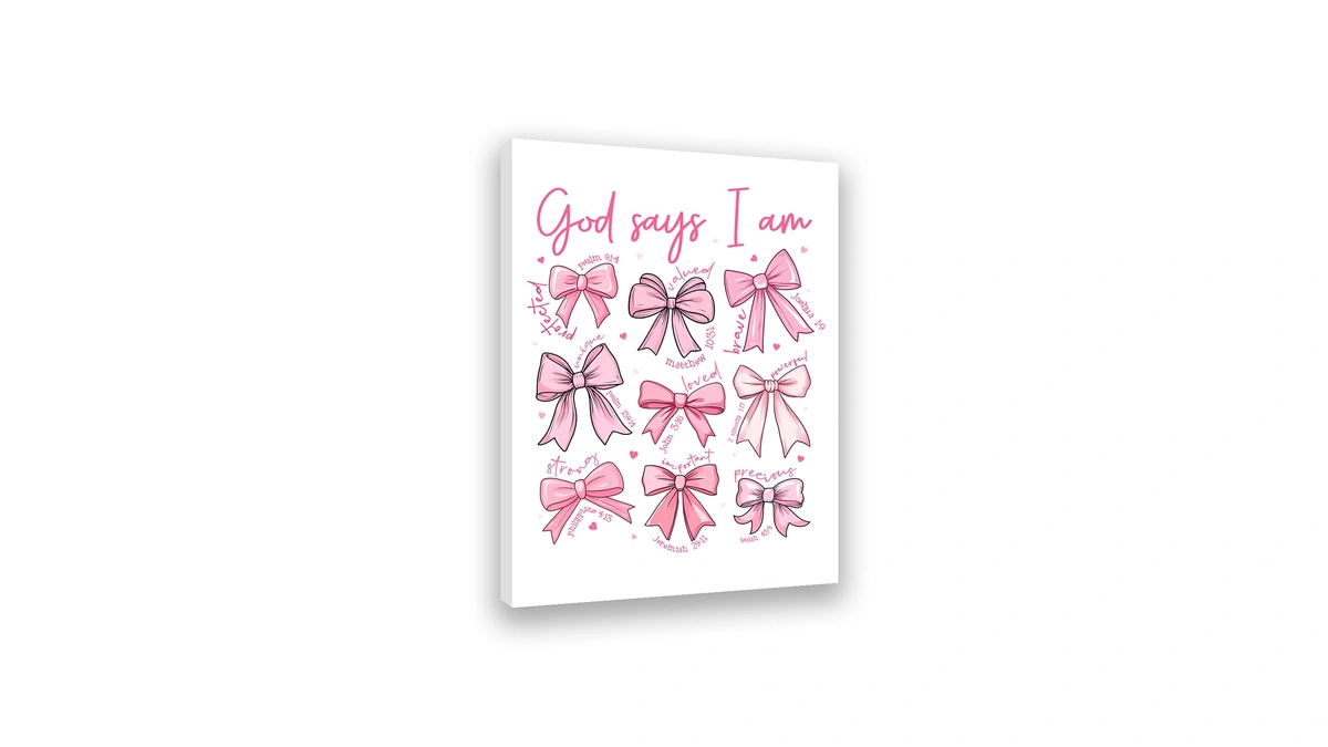 Redland Art Pink Bow Wall Art Framed Canvas 11.5x15 Inches